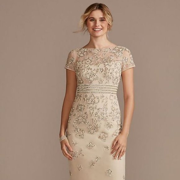 Cap Sleeve Beaded Black Tie Dress Maternity - Picture 1 of 5